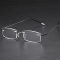 Man Rimless Reading Glasses Women Blue Light Blocking Read Glasses HD Lenses Presbyopic Eyewear Half Frame Presbyopia Eyeglasses.