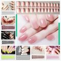【Ready Stock Simple Solid Color Fake Nail 24 Pieces of Nail Pieces Fake Nail Art Finished Beauty Care.
