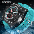 SANDA Three Screen Multifunctional Timing Watch Outdoor Waterproof Night Light Men's Watch SD3366-4.