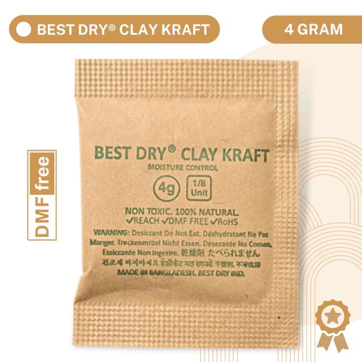 Biodegradable Desiccant 4gm 200pcs Best Dry Clay Kraft 30% moisture absorption capacity