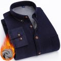 Winter Warm Thick Mens Corduroy Shirts Casual Long Sleeve Solid Regular Fit Business Man Leisure Shirt 2022 New Comfortable Tops.