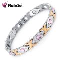 【beauty code store】Rainso Crystal Woman Bracelet Stainless Steel Health Magnetic Gold Fashion Lady Bracelets Gift for. 