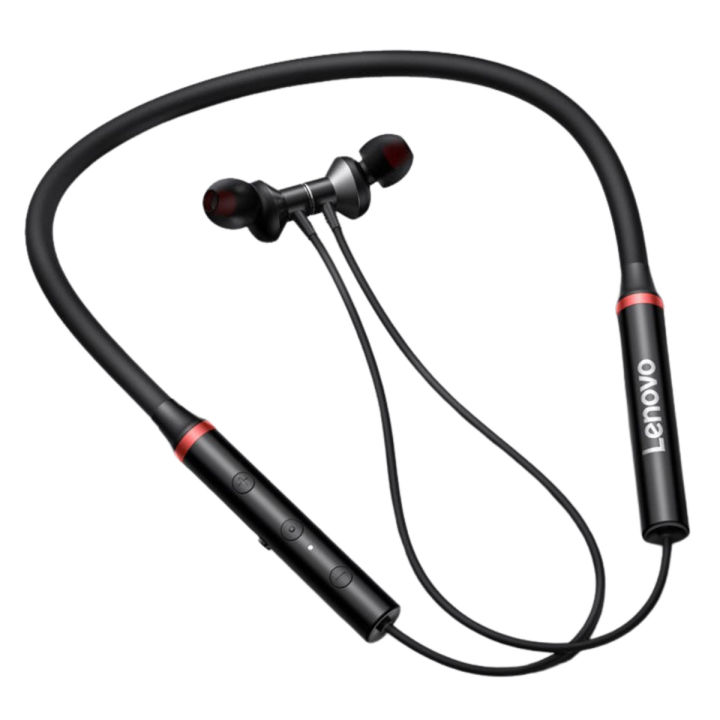 Lenovo HE05X Bluetooth 5.0 Earphones Sports Headphones Waterproof Wireless HIFI Sound Magnetic Neckband Headset Mic **Black**