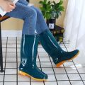Women's Rain Boots High Tube Rain Shoes High-Top Anti-Slip Tendon Bottom Rain Boots Labor Protection Rubber Shoes Cute Waterproof Boots Kitchen.