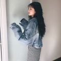 Women's Denim Jacket2022Early Autumn New Korean Style Loose Batwing Sleeve Short Hong Kong Style Top Short Coat. 