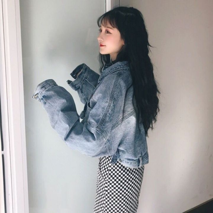 Women's%20Denim%20Jacket2022Early%20Autumn%20New%20Korean%20Style%20Loose%20Batwing%20Sleeve%20Short%20Hong%20Kong%20Style%20Top%20Short%20Coat%20-%20Image%204