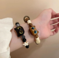 Cute Stone Black Cat Bracelet for Women Men Fashion Cartoon Animal Beaded Bracelets Handmade Fashion Girl Jewelry Gifts.
