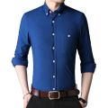 Men's Thick Fabric Shirts And Blouses Solid Color Long Sleeve Casual Slim Fit Formal Business Dress Up Tops Shirt Clothing. 
