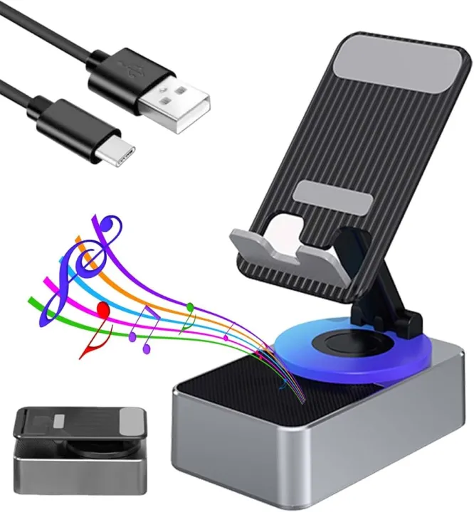 Mobile%20Stand%20Phone%20Stand%20with%20Bluetooth%20Speaker%20Height%20Adjustable%20Aluminum%20Alloy%20Stable%20Phone%20Holder%20-%20Image%202