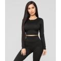 Ribbed Full sleeve Crop top for women's.