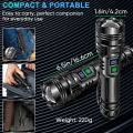 High power LED flashlight Type-C USB rechargeable long range tactical torch strong light lamp outdoor ultra powerful flash light. 