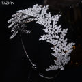 TAZIRN New 5A Cubic Zirconia Wedding Hairband for Bridal CZ Leaf Headband Birthday Party Sweet 16 Headpieces Jewelry Accessories.