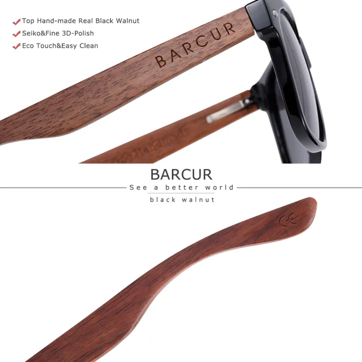 BARCUR%20Black%20Walnut%20Wood%20Sunglasses%20for%20Man%20Polarized%20High%20Quality%20Sqare%20Sun%20Glasses%20Men%20UV400%20Eyewear%20Accessory%20Original%20Box%20-%20Image%203