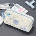 Pink Pencil Case Lightweight Large Capacity Kawaii Pencil Bag Bow Design Quilted Stationery Pouch for Girls Students Travel. 