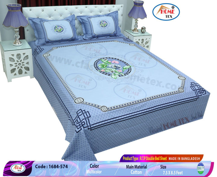 Home%20Tex%20King%20Size%20Cotton%20Bed%20Sheet%20(Panel%20Design)%20-%20Image%202