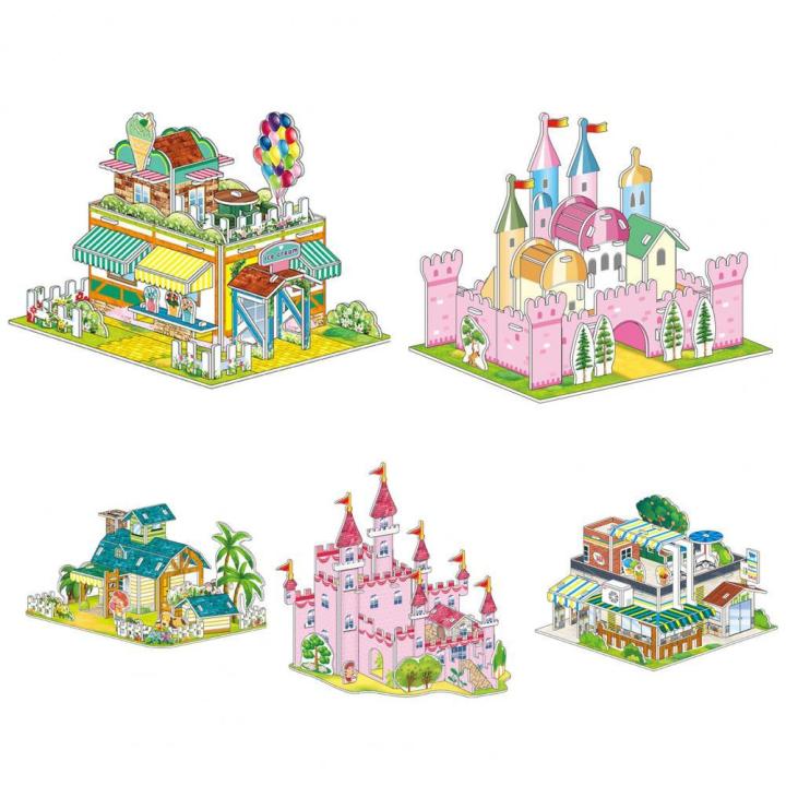 4Pcs/Set%20Puzzle%20Toy%20Fine%20Workmanship%20Concentration%20Capability%20Easy%20to%20Install%20Children%20House%203D%20Jigsaw%20Birthday%20Gift%20-%20Image%203