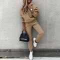 Fashion Tracksuit 2 Piece Set Winter Warm Sweatshirt Suit Women Drawstring Elastic Waist Long Pants Casual Autumn Tracksuit Sets. 