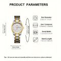 Luxury Rhinestone Decor Quartz Watch Waterproof Calendar Luminous Analog Wristwatch For Daily Life Business Travel Vacation.