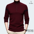 GoodMan Premium Quality Maroon Color High Neck Full Sleeve Zipper Sweater for Men.. 