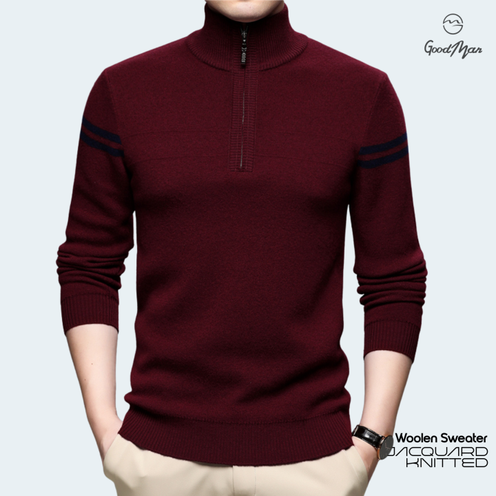 GoodMan%20Premium%20Quality%20Maroon%20Color%20High%20Neck%20Full%20Sleeve%20Zipper%20Sweater%20for%20Men.%20-%20Image%205