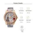 Trendy Women rhinestone Eiffel Tower PU leather quartz Watch.