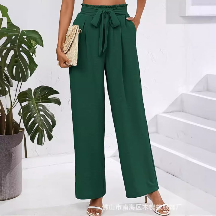 2024 Amazon cross-border foreign trade summer new women's high-waisted loose fashion casual comfortable wide-leg pants trousers