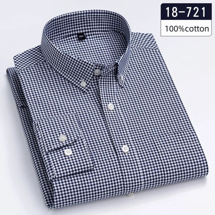 Luxury%20hight-qulity100%25%20Cotton%20Full%20plain%20shirt%20slim%20fit%20formal%20shirts%20for%20men%20soft%20plaid%20tops%20sligle%20pocket%20Office%20clothes%20-%20Image%204
