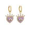 HECHENG,1 pair,Love Heart Shape Evil Eyes Drop Earrings For Women Vintage Statement Crystal Dangle Jewelry.