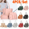 9 Colors Ladies Leather Bag Set 4pcs Shoulder Bag Handbag Messenger Bag Set Mzea.