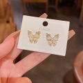 1Pair Light Luxury Rhinestone Butterfly Sweet Stud Earrings Piercing Jewelry BAWEI. 