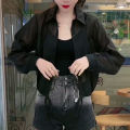 Scheming Top Long-Sleeved Fried Street Jacket Advanced Style Self-Retained Transparent Shirt Women's Ultra-Thin Outer Wear Cardigan Short. 