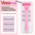 Pink Women 6 Layer Shaving Razor Face Razors for Female Sharp and Skin Friendly Designed for Armpit and Pubic Hair Women Razor with 3 Replacement Razor Blades.