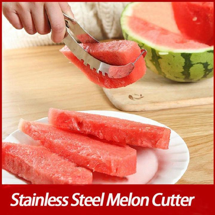 NEW Watermelon Cutter Multi Melon Slicer Cutting Machine Stainless Steel Windmill Fruit Household Artifact Kitchen Tool-Silver