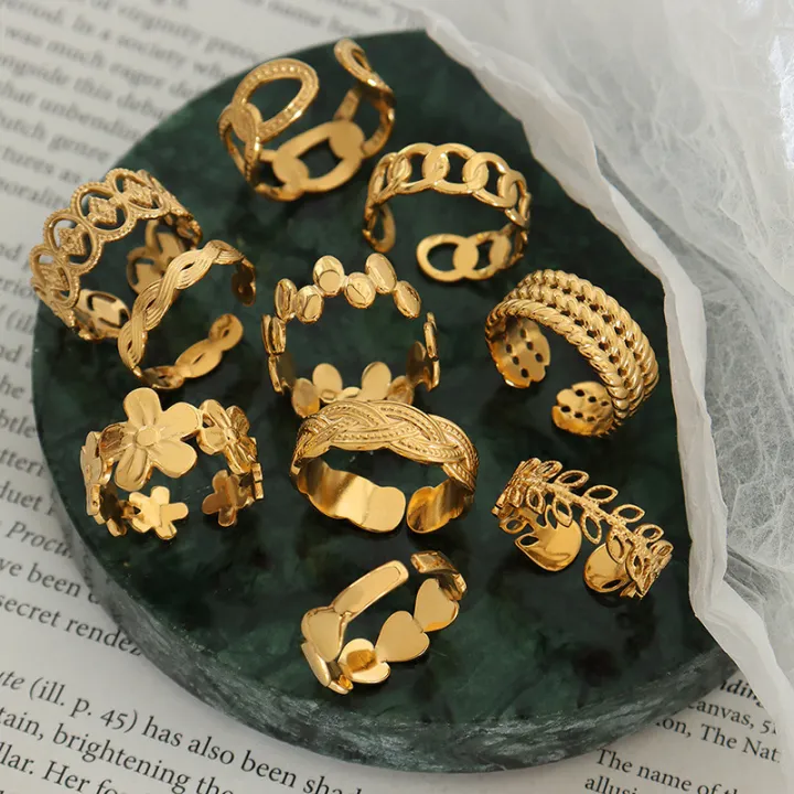 R0208%20Fashion%20Jewelry%2018k%20Gold%20Plated%20Flower%20And%20Leaf%20Open%20Ring%20Women%20Wedding%20Statement%20Stainless%20Steel%20Ring%20-%20Image%206