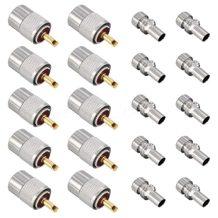 10 Pack UHF/PL-259 Solder Connector Plug with Reducer for RG8X, RG8, RG59, LMR-400, RG-213 Coaxial Coax Cable