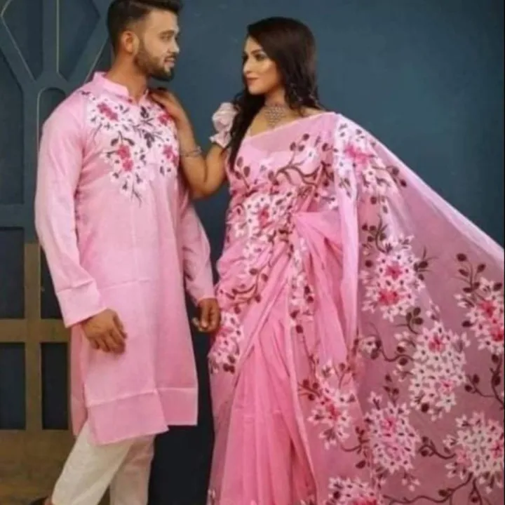 Elegant%20Couple%20Set%20-%20Matching%20Dress%20-%20Traditionally%20Dress%20-%20Sari%20And%20Panjabi%20-%20Block%20Print%20Saree%20&%20Panjabi%20-%20Ideal%20for%20All%20Seasons%20and%20Occasions%20-%20Image%202