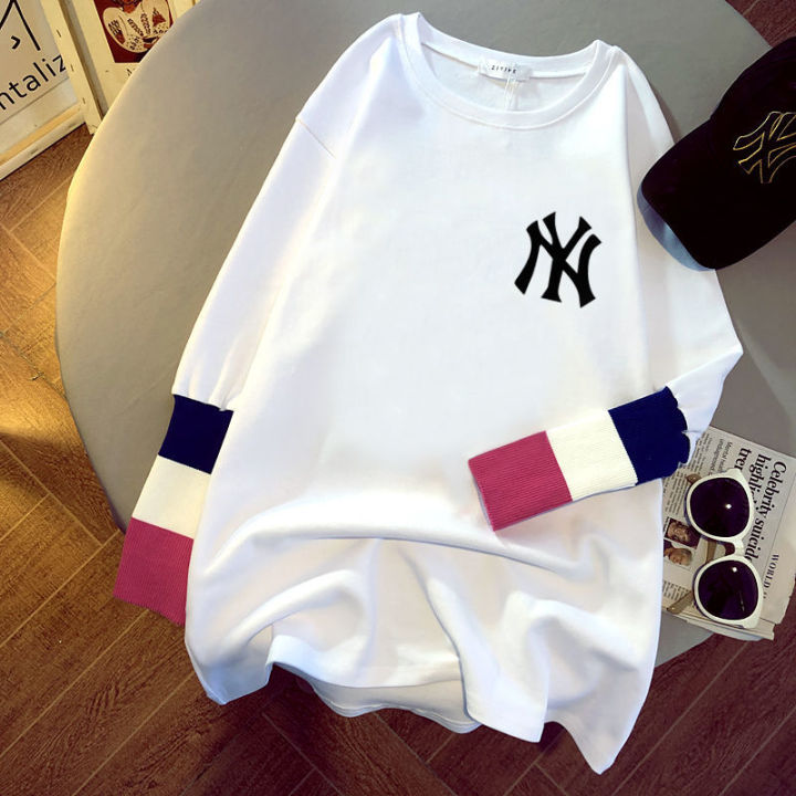 Couple%20Stitching%20Fake%20Two-Piece%20Mid-Length%20Long%20SleeveTWomen's%20T-shirt2023Spring%20and%20Autumn%20New%20Korean%20Style%20Loose%20Bottoming%20Shirt%20Top%20-%20Image%202