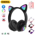 Cute Cat Wireless Headphones RGB Cute Cat Ears Headset With Microphone Noise Cancelling Kid Stereo Music Children's Gifts. 