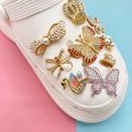 Jibz for Croc Shoe Charms 9 Style of Decorations Butterfly Swan Crown Metal Alloy Accessories with Buttons. 