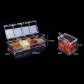 4pcs Crystal Clear Seasoning Box Acrylic Spice Rack Storage Condiment Jars Containers With One Spoon For Kitchen Organization by - Sara Collection zone.