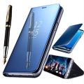 Clear View Mirror Leather Flip Cover for Huawei Nova 3e.