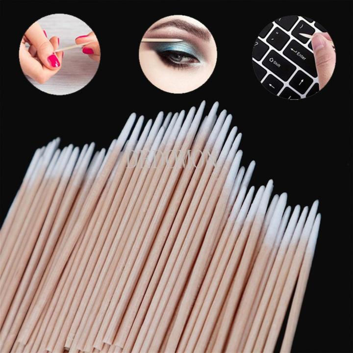 300Pcs Nails Wood Cotton Swab Clean Sticks Bud Tip Wooden Cotton Head Manicure Detail Corrector Nail Polish Remover Art Tool