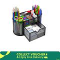 Desk Organizer Mesh Desktop Office Supplies Multi-functional Caddy Pen Holder Stationery with 8 Compartments and 1 Drawer for Office, Home, School, Classroom by Pipishell.