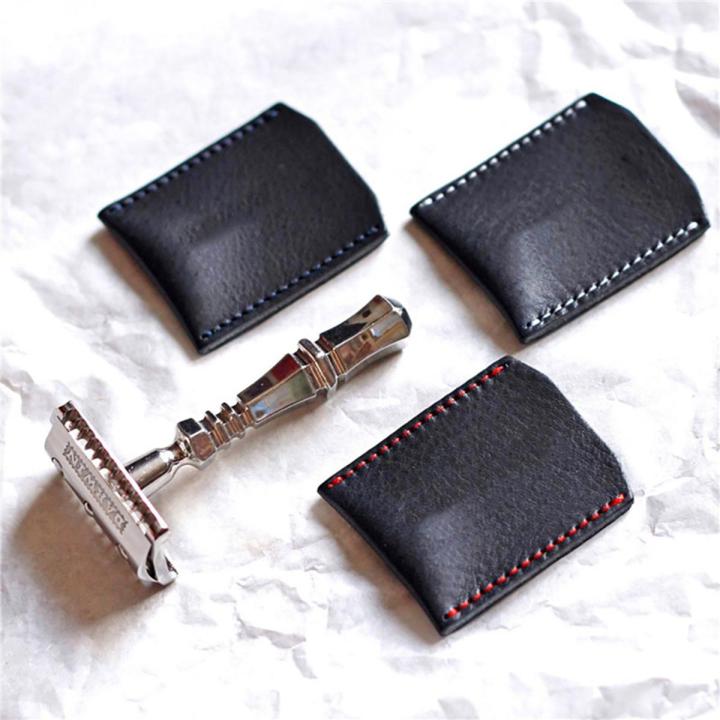 1Pc Double Edge Safety Razor Head Sleeve Protective Case Leather ...