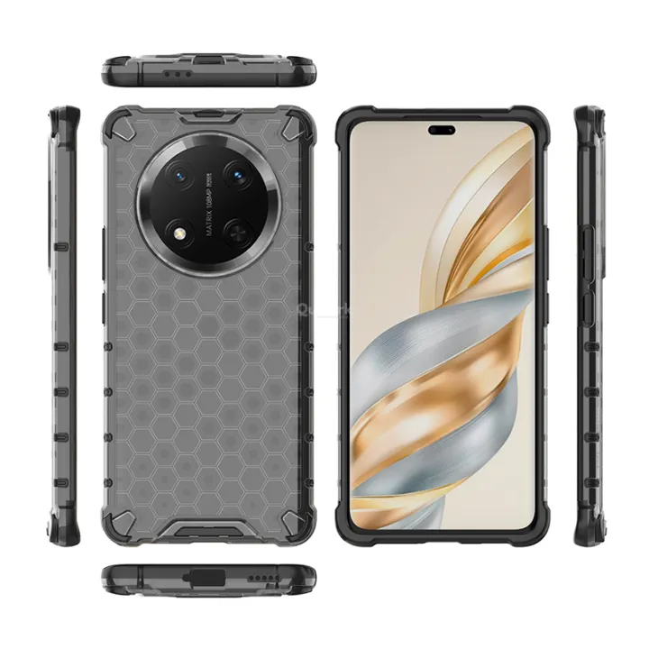 Quiberk%20for%20Honor%20X9c%205G%20Honeycomb%20Patterned%20Case%20Hard%20Clear%20Shockproof%20Rugged%20Back%20Cover%20-%20Image%204