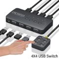 KVM Switch USB Switch Shared Controller Hub Adapter USB2.0 4 Inputs 4 Outputs For Laptop Computer Printer Keyboard Mouse Monitor.