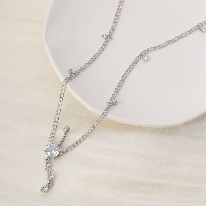 1pc%20Rhinestone%20Dangle%20Belly%20Button%20Ring%20With%20Waist%20Chain%20Drop%20Pendant%20Navel%20Piercing%20Stainless%20steel%20for%20Women%20Body%20Jewelry%20-%20Image%205