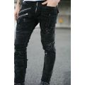 Streetwear Mens Straight Jeans Men Side Straps and Zips Biker Casual Slim Fit Black Goth Trousers Men Punk Skinny Denim Pants.