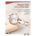 OLEVS 5872 White And RoseGold Ceramic Steel Analog Watch For Women - RoseGold & White.
