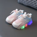 2023 Child Sport Shoes Spring Luminous Fashion Breathable Kids Boys Net Shoes Girls LED Sneakers with Light Running Shoes.